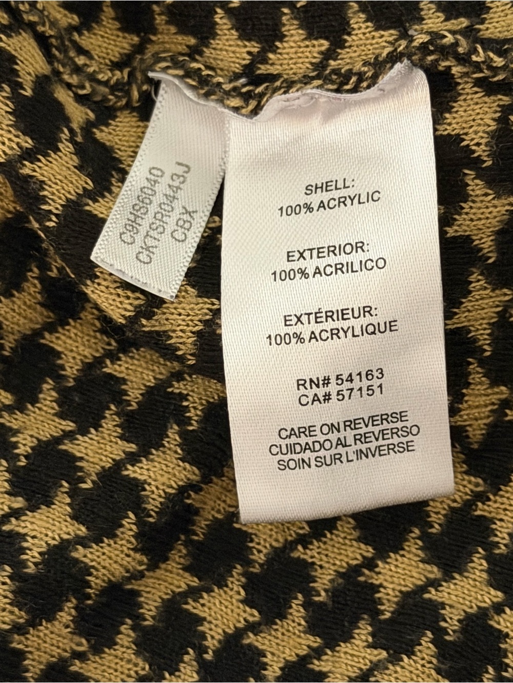 Calvin Klein Large Brown Houndstooth Oversized Tunic Lightweight Sweater - Picture 7 of 8